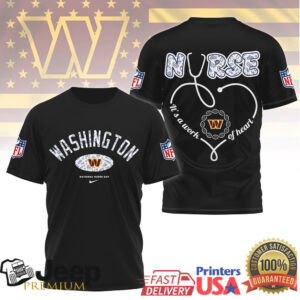 Washington Commanders Nurse Appreciation “Work of Heart” Stethoscope T Shirt