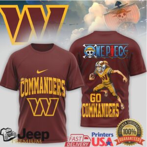 Washington Commanders One Piece Anime Style Crossover Graphic Tee