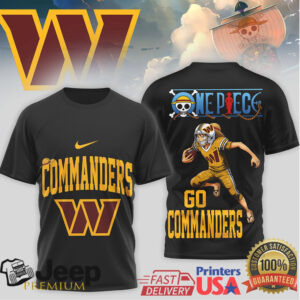 Washington Commanders One Piece Anime Style Crossover Graphic Tee