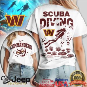 Washington Commanders Scuba Diving Graphic Tee NFL Fan Summer Gear Washington Commanders Scuba Diving Graphic Tee NFL Fan Summer Gear
