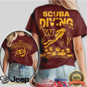 Washington Commanders Scuba Diving Graphic Tee NFL Fan Summer Gear