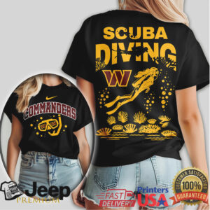 Washington Commanders Scuba Diving Graphic Tee NFL Fan Summer Gear