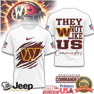 Washington Commanders “They Not Like Us” Ripped Logo T Shirt Washington Commanders “They Not Like Us” Ripped Logo T Shirt