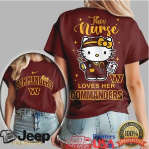 Washington Commanders This Nurse Loves Her Commanders Hello Kitty Tee Washington Commanders This Nurse Loves Her Commanders Hello Kitty Tee