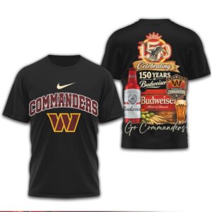 Washington Commanders x Budweiser 150 Years Anniversary Beer & Football Tee