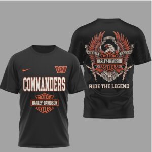 Washington Commanders x Harley Davidson Ride The Legend Black T Shirt