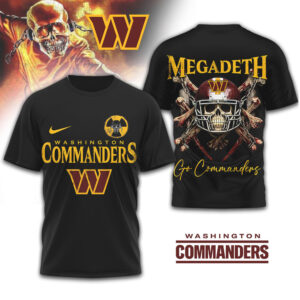 Washington Commanders x Megadeth Heavy Metal Skull Graphic T Shirt Washington Commanders x Megadeth Heavy Metal Skull Graphic T Shirt