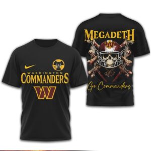 Washington Commanders x Megadeth Heavy Metal Skull Graphic T Shirt