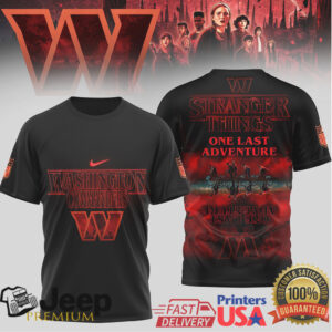 Washington Commanders x Stranger Things One Last Adventure Black T Shirt