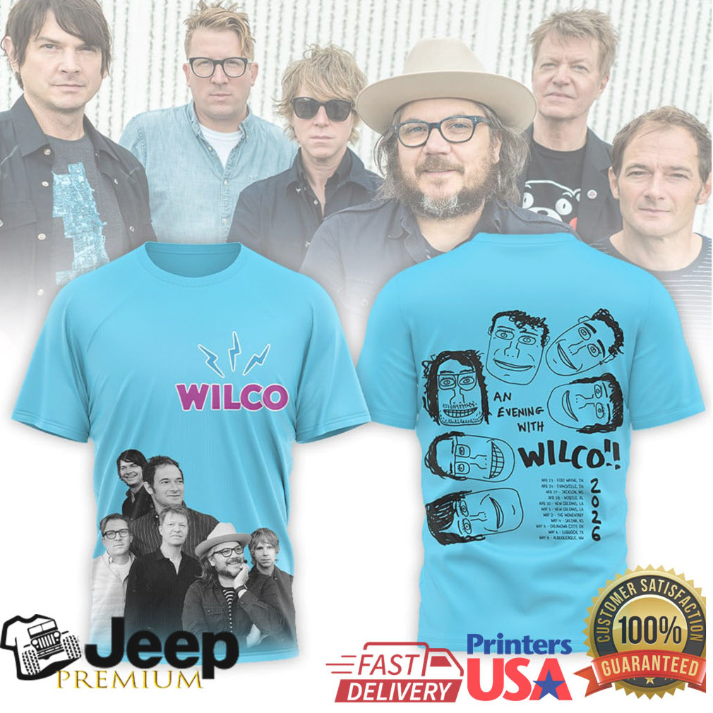 Wilco An Evening With Wilco 2024 Tour Blue Hoodie & Shirt Wilco An Evening With Wilco 2024 Tour Blue Hoodie & Shirt