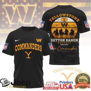 Yellowstone Dutton Ranch Montana Est 1886 Washington Commanders Football T Shirt