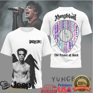Yungblud The Prince of Rock Winged Portrait Word Art Graphic Tee Yungblud The Prince of Rock Winged Portrait Word Art Graphic Tee