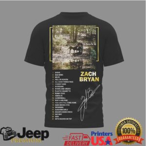 Zach Bryan “With Heaven On Top” Tracklist Double Sided T Shirt Zach Bryan “With Heaven On Top” Tracklist Double Sided T Shirt