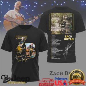 Zach Bryan “With Heaven On Top” Tracklist Double Sided T Shirt
