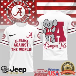 Alabama Crimson Tide “Against The World” Big Al Mascot T Shirt Alabama Crimson Tide “Against The World” Big Al Mascot T Shirt