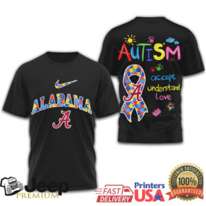 Alabama Crimson Tide Autism Awareness Puzzle Ribbon Shirt