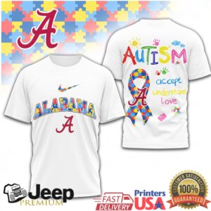 Alabama Crimson Tide Autism Awareness T Shirt Accept Understand Love Ribbon