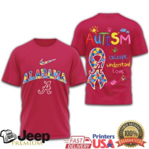 Alabama Crimson Tide Autism Awareness T Shirt (Version 2) Puzzle Ribbon T Shirt