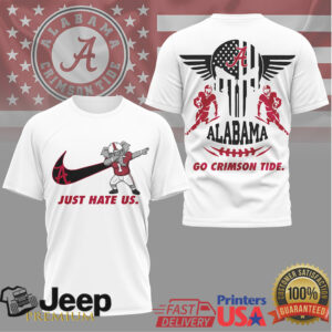 Alabama Crimson Tide Just Hate Us Dabbing Big Al Mascot Skull T Shirt Alabama Crimson Tide Just Hate Us Dabbing Big Al Mascot Skull T Shirt