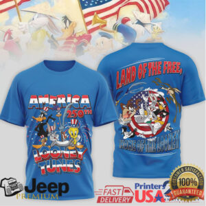 America 250th Anniversary Looney Tunes Land of the Free Patriotic T Shirt America 250th Anniversary Looney Tunes Land of the Free Patriotic T Shirt