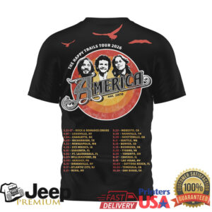 America Band The Happy Trails Tour 2026 Vintage Style Rock T Shirt America Band The Happy Trails Tour 2026 Vintage Style Rock T Shirt