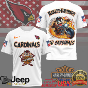 Arizona Cardinals x Harley Davidson Taz Biker Flame NFL Sportswear T Shirt Arizona Cardinals x Harley Davidson Taz Biker Flame NFL Sportswear T Shirt