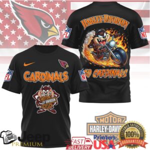 Arizona Cardinals x Harley Davidson Taz Biker Flame NFL Sportswear T Shirt