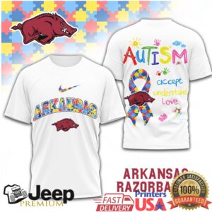 Arkansas Razorbacks Autism Awareness T Shirt Razorbacks Support Ribbon T Shirt