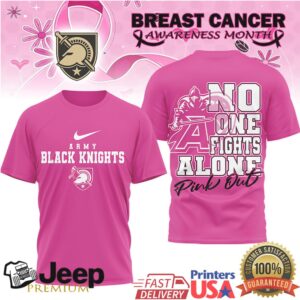 Army Black Knights No One Fights Alone Breast Cancer Awareness Pink Out T Shirt