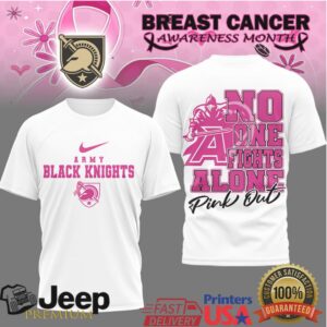 Army Black Knights No One Fights Alone Breast Cancer Awareness Pink Out T Shirt