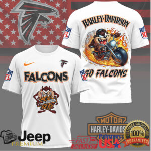 Atlanta Falcons x Harley Davidson Taz Motorcycle Flame NFL Custom T Shirt Atlanta Falcons x Harley Davidson Taz Motorcycle Flame NFL Custom T Shirt