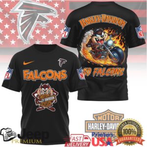 Atlanta Falcons x Harley Davidson Taz Motorcycle Flame NFL Custom T Shirt