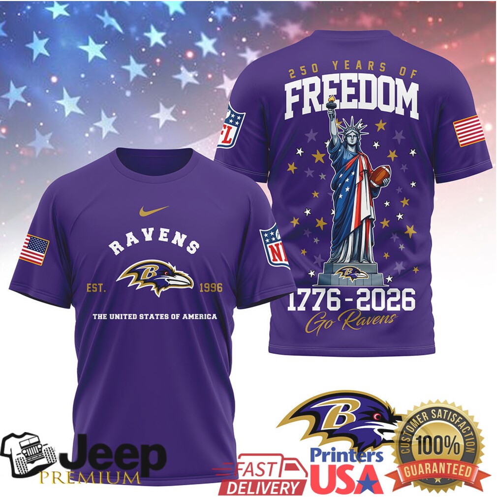 Baltimore Ravens 250 Years of Freedom NFL Patriotic T Shirt Baltimore Ravens 250 Years of Freedom NFL Patriotic T Shirt