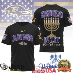 Baltimore Ravens Hanukkah Is Lit Menorah Holiday T Shirt Baltimore Ravens Hanukkah Is Lit Menorah Holiday T Shirt