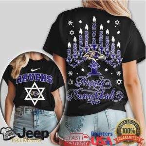 Baltimore Ravens Happy Hanukkah Menorah Star of David NFL T Shirt Baltimore Ravens Happy Hanukkah Menorah Star of David NFL T Shirt