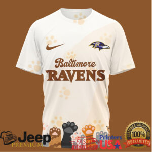 Baltimore Ravens International Cat Day Paw Print Graphic T Shirt