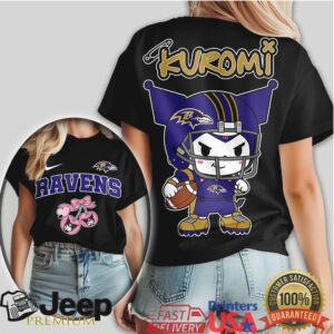 Baltimore Ravens Kuromi Football Character T Shirt Cute NFL Character Graphic Baltimore Ravens Kuromi Football Character T Shirt Cute NFL Character Graphic