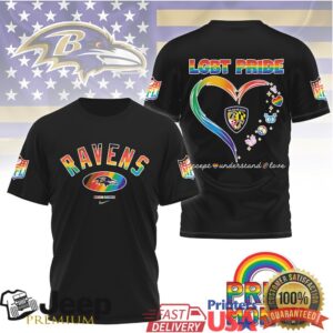 Baltimore Ravens LGBT Pride Month Rainbow Heart T Shirt