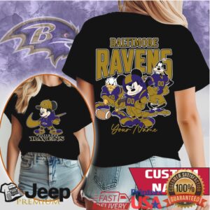 Baltimore Ravens Mickey Mouse & Friends Custom Name Football T Shirt Baltimore Ravens Mickey Mouse & Friends Custom Name Football T Shirt