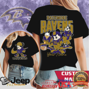 Baltimore Ravens Mickey Mouse & Friends Custom Name Football T Shirt