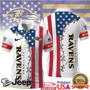 Baltimore Ravens NFL Patriotic American Flag Stars and Stripes Polo Shirt