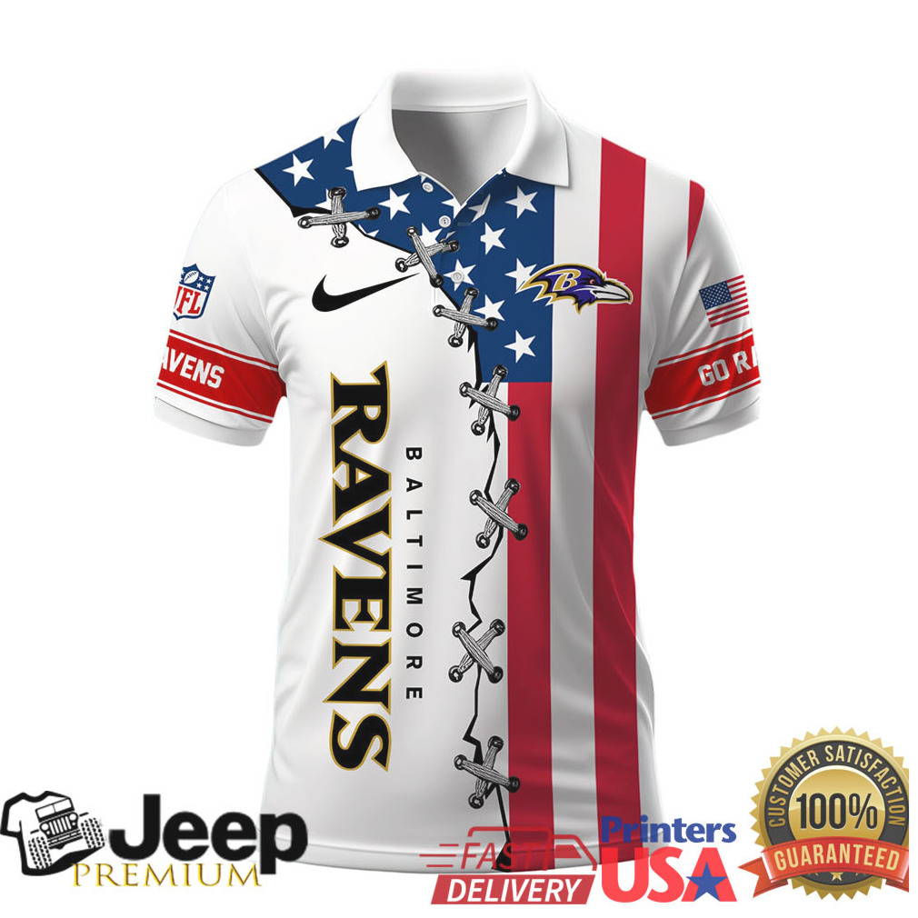Baltimore Ravens NFL Patriotic American Flag Stars and Stripes Polo Shirt Baltimore Ravens NFL Patriotic American Flag Stars and Stripes Polo Shirt
