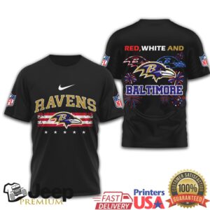 Baltimore Ravens NFL Red White and Blue 4th of July Patriotic T Shirt Baltimore Ravens NFL Red White and Blue 4th of July Patriotic T Shirt