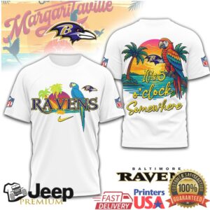 Baltimore Ravens NFL Summer Vacation Parrot Tropical Sunset T Shirt