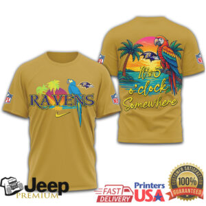 Baltimore Ravens NFL Summer Vacation Parrot Tropical Sunset T Shirt