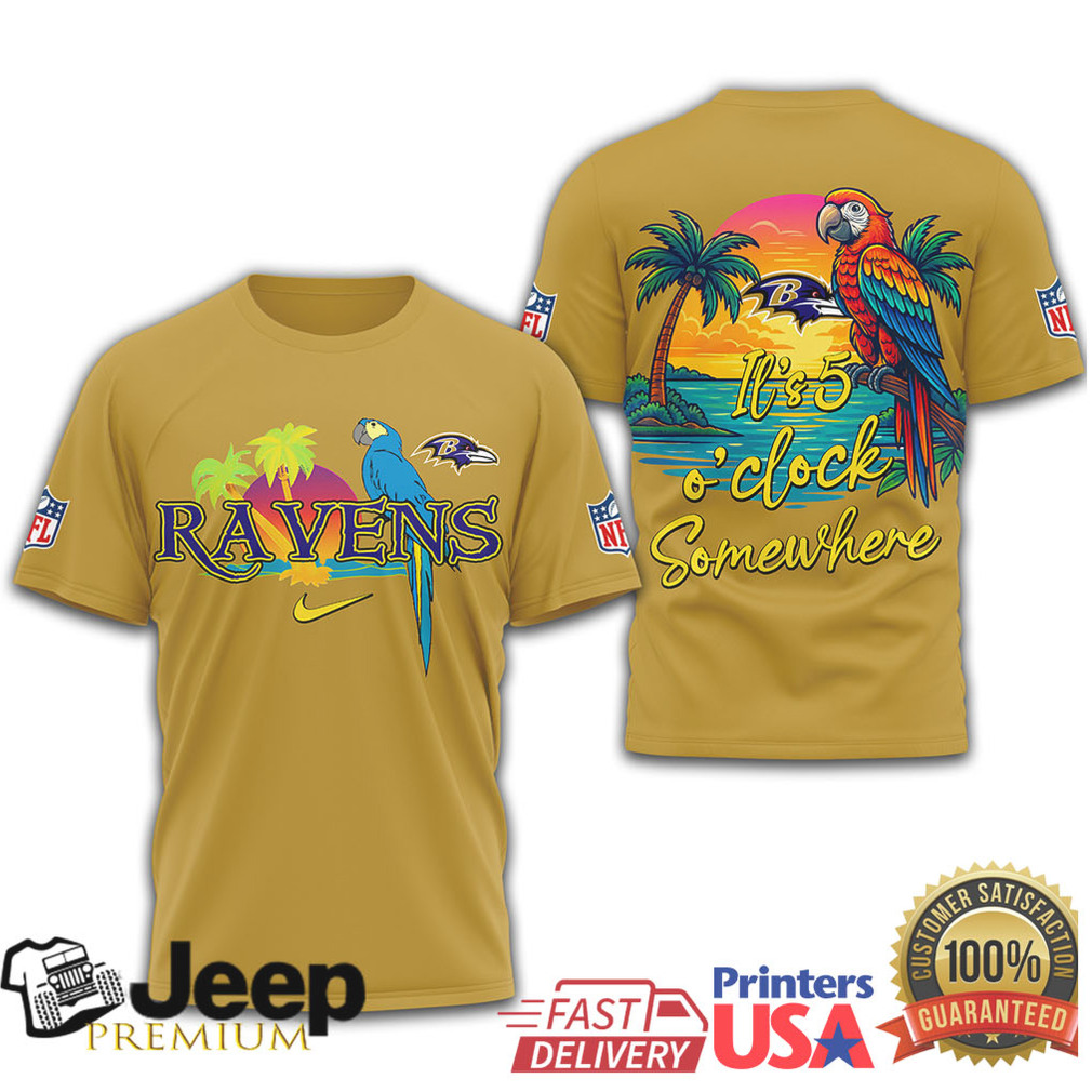 Baltimore Ravens NFL Summer Vacation Parrot Tropical Sunset T Shirt Baltimore Ravens NFL Summer Vacation Parrot Tropical Sunset T Shirt