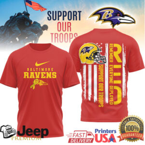 Baltimore Ravens RED Support Our Troops Military Appreciation T Shirt Baltimore Ravens RED Support Our Troops Military Appreciation T Shirt