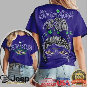 Baltimore Ravens Stoner Girl Messy Bun Sunglasses T Shirt Baltimore Ravens Stoner Girl Messy Bun Sunglasses T Shirt