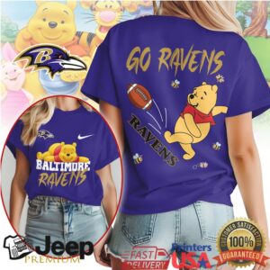 Baltimore Ravens Winnie the Pooh “Go Ravens” Football Fan T Shirt