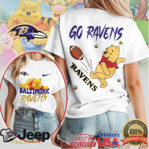 Baltimore Ravens Winnie the Pooh “Go Ravens” Football Fan T Shirt
